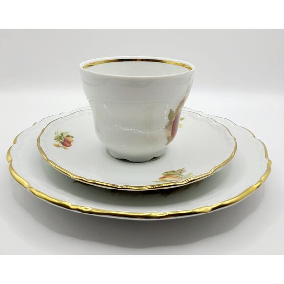 Vtg Schumann Arzberg Germany Tea Set Cup & Saucer Dessert Plate Apple Fruit - Picture 4 of 16